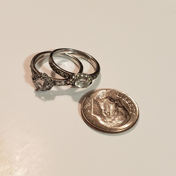 2 Pc Vintage Engagement White Oval Gem Asscher Sapphire Set 925 Silver - Picture 11 of 11